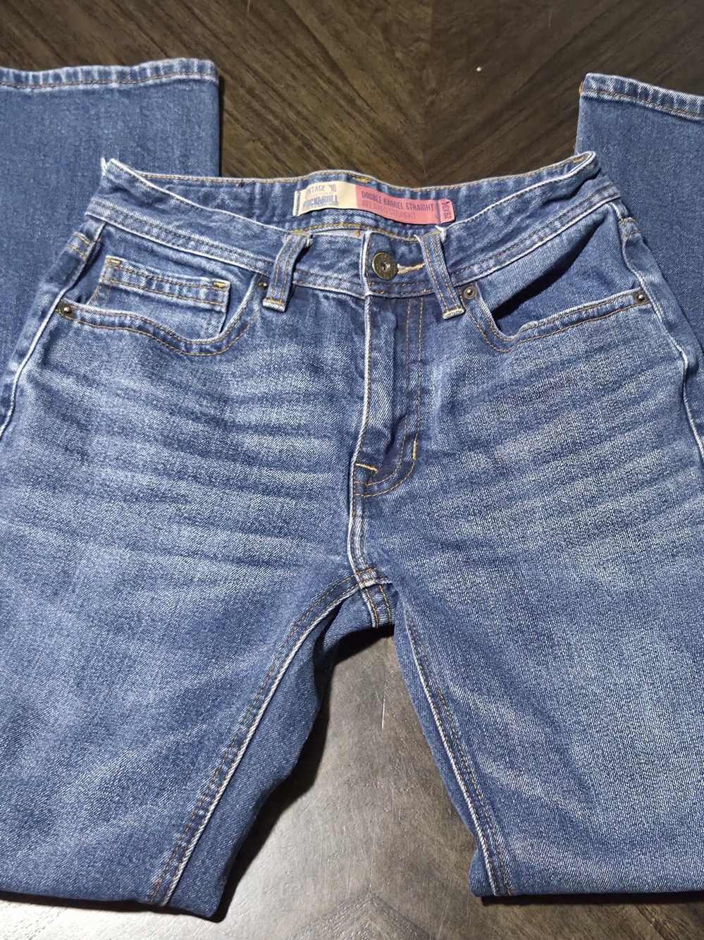 Rock & Roll Men's Blue Denim Jeans 29x34 Double Barrel Relaxed Straight